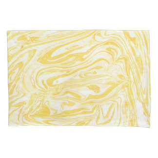 Elegant Yellow Marble: Hand-Drawn Texture Pillowcase