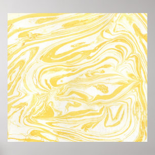 Elegant Yellow Marble: Hand-Drawn Texture Poster