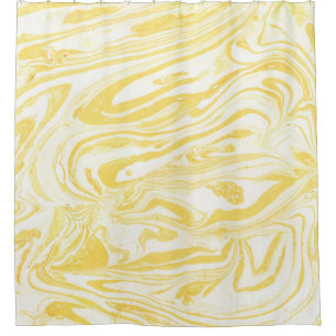 Elegant Yellow Marble: Hand-Drawn Texture Shower Curtain