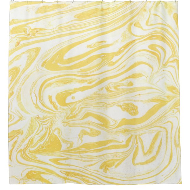 Elegant Yellow Marble: Hand-Drawn Texture Shower Curtain (Front)