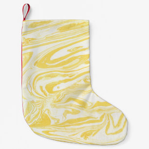 Elegant Yellow Marble: Hand-Drawn Texture Small Christmas Stocking