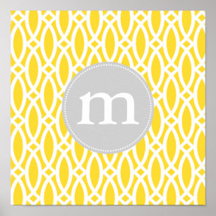 Elegant Yellow Modern Trellis Personalised Poster