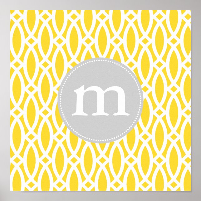 Elegant Yellow Modern Trellis Personalised Poster (Front)