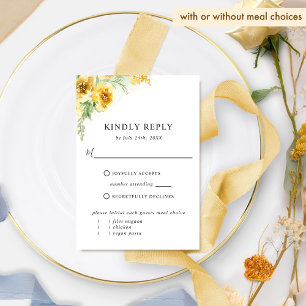 Elegant Yellow Ochre Floral With/without Meal RSVP