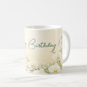 Elegant Yellow Orchid Birthday Mug