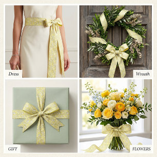 Elegant yellow paisley satin ribbon