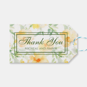 Elegant yellow peach orange watercolor floral  gift tags