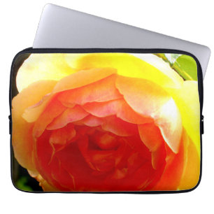 Elegant yellow peach red apricot floral rose laptop sleeve