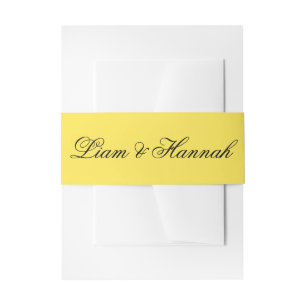 Elegant Yellow Personalised Wedding Invitation Invitation Belly Band