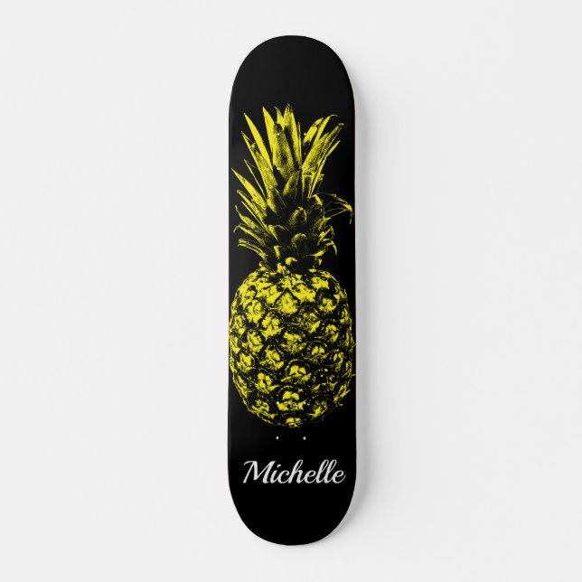 Elegant Yellow Pineapple Custom Skateboard (Front)