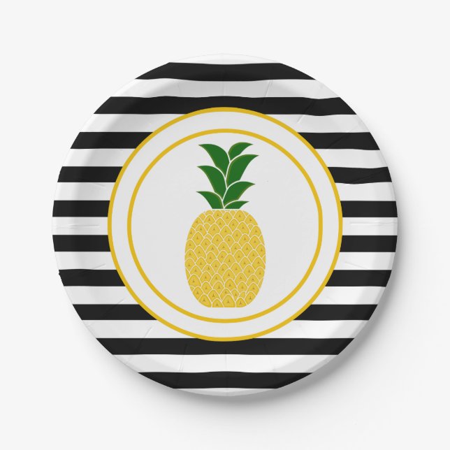 Elegant Yellow Pineapple Paper Plate (Front)