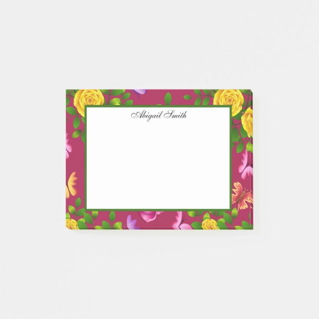 Elegant Yellow Pink And Purple Rose Flower Post-it Notes (Front)