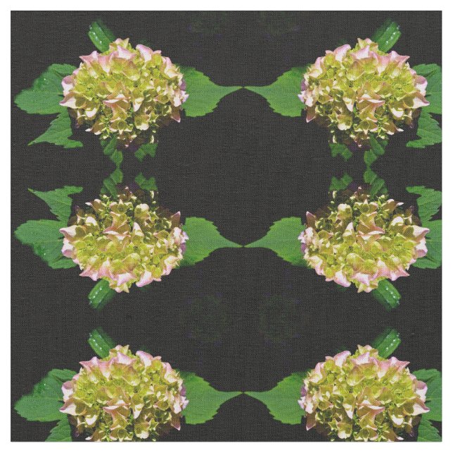Elegant yellow pink Hydrangea pink yellow flower Fabric (Close Up)