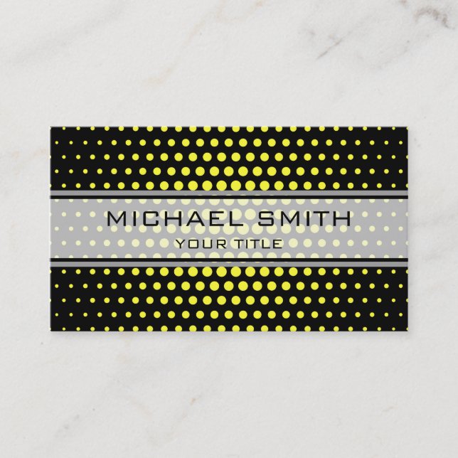 Elegant Yellow Polka Dot Pattern Business Card (Front)