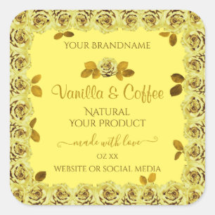 Elegant Yellow Product Labels Cute Flowering Roses