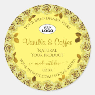 Elegant Yellow Product Labels Flowering Roses Logo