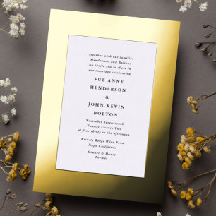 Elegant Yellow Real Gold Border Frame Wedding