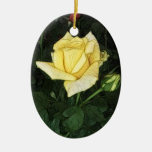 Elegant Yellow Rose 1 Ceramic Ornament