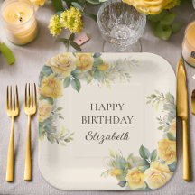 Elegant Yellow Rose Floral Birthday Party
