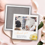Elegant Yellow Rose Floral Photo Thank you Wedding Magnet<br><div class="desc">A favour wedding magnet with a wedding photo, bride and groom names and wedding date. Personalise with your wedding photo and other details. The text is in a script and the background is white. A floral favour magnet with a beautiful yellow rose. An elegant and stylish thank you magnet -...</div>