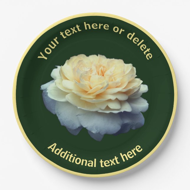 Elegant Yellow Rose Flower Personalised Party  Paper Plate (Front)