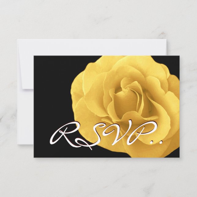 Elegant Yellow Rose RSVP Wedding Response Small (Front)