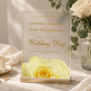 Elegant Yellow Roses Flower Floral Wedding Acrylic Invitations