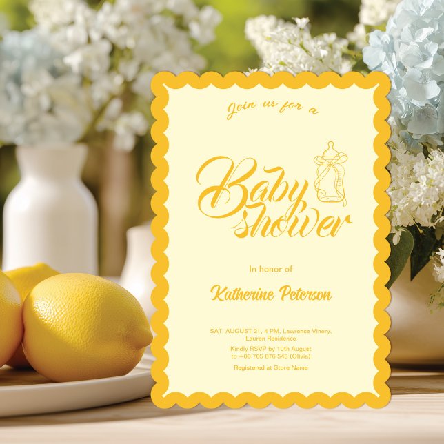 Elegant Yellow Scalloped Baby Shower Invitation (Creator Uploaded)