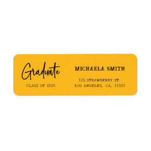 Elegant Yellow Script Graduation Return Address Label