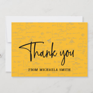 Elegant Yellow Script Typography Math Graduation Thank You Card