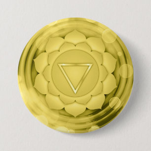 Elegant Yellow Solar Chakra Zen Yoga Spiritual 7.5 Cm Round Badge