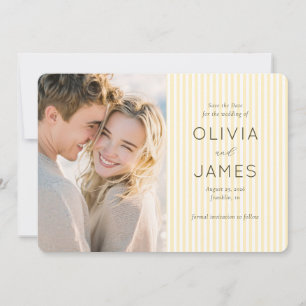 Elegant Yellow Stripes and Cursive Save The Date
