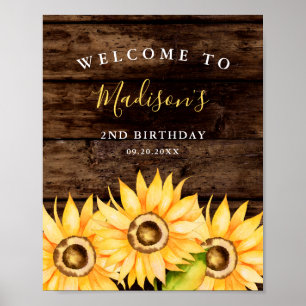 Elegant Yellow Sunflower Girls Birthday Party Poster