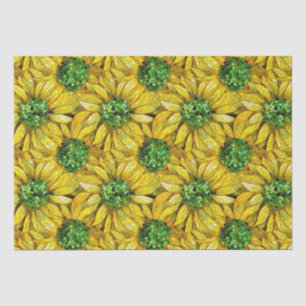 Elegant Yellow Sunflower Mosaic Glass Pattern Tissue Paper