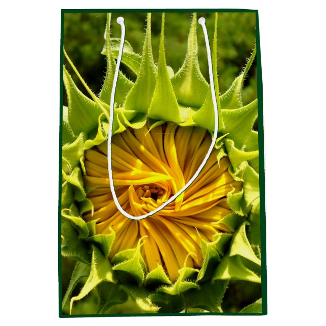 Elegant yellow sunflower photo medium gift bag (Front)