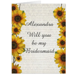 Elegant yellow sunflower will you be my bridesmaid