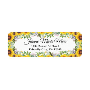 Elegant Yellow Sunflowers Floral Return Address Label