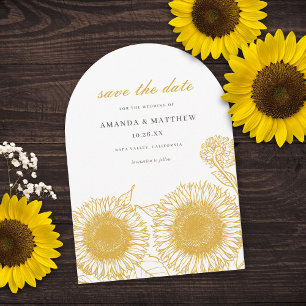 Elegant Yellow Sunflowers Summer Autumn Wedding  Save The Date