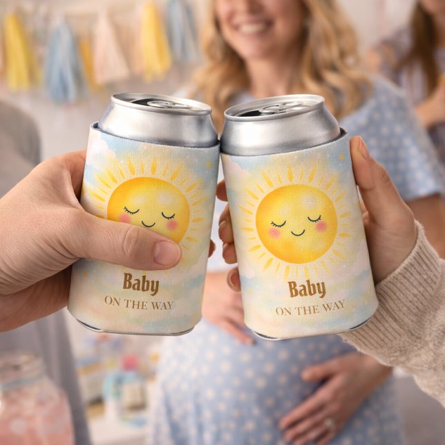 Elegant Yellow Sunshine Baby Shower Party Can Cooler (Creator Uploaded)