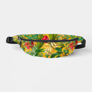 Elegant yellow tropical leaves fruits  bum bags