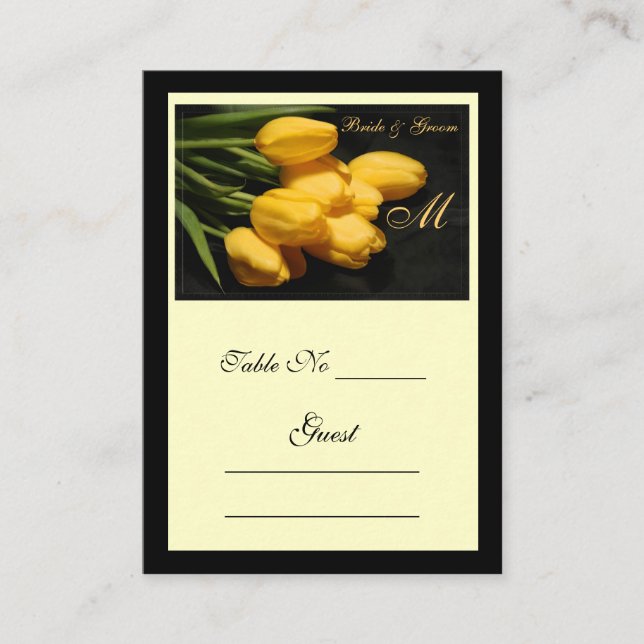 Elegant Yellow Tulip Wedding Table Place Card (Front)