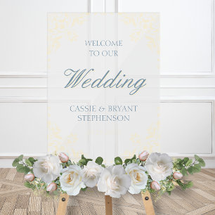 Elegant Yellow Vintage Frame Wedding Welcome Acrylic Sign