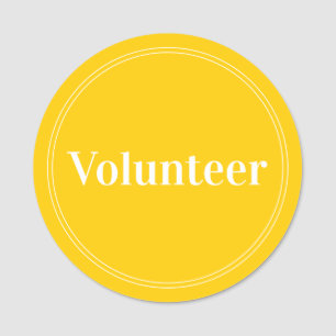 Elegant Yellow Volunteer Magnetic Name Tag
