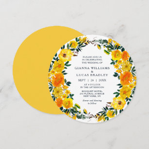 Elegant Yellow Watercolor Botanical Floral Wedding Invitation