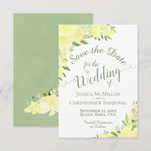Elegant Yellow Watercolor Floral Boho Wedding Save The Date