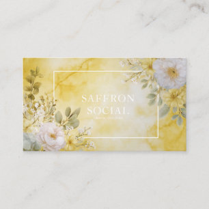 Elegant Yellow Watercolor Floral Botanical Business Card