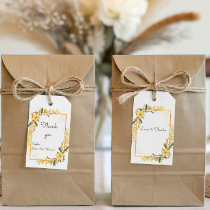 Elegant Yellow Watercolor Floral Bridal Shower Gift Tags