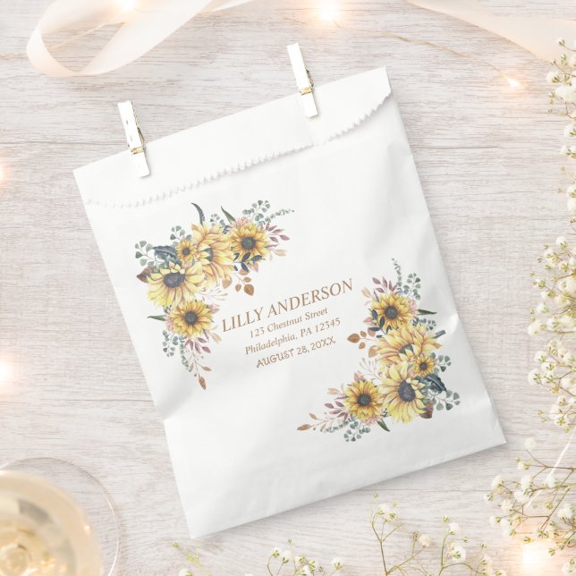 Elegant Yellow Watercolor Sunflower Sunny Favour Bag (Clipped)
