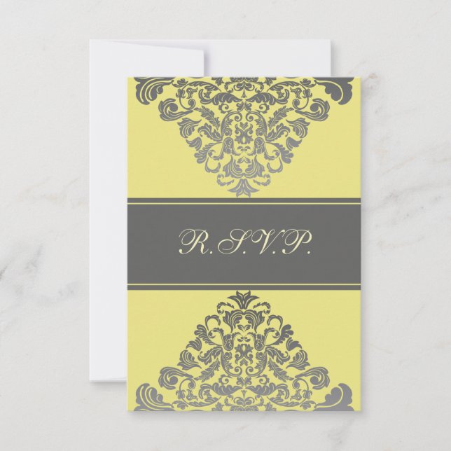 elegant  "yellow wedding RSVP Standard 3.5 x 5 (Front)