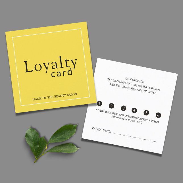 Elegant Yellow White Beauty Salon Loyalty Card (Creator Uploaded)